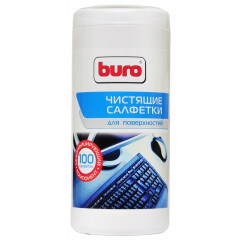 Салфетки Buro BU-Tsurface для пластиковых поверхностей и офисной мебели, туба, 100 шт