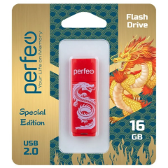 USB Flash накопитель 16Gb Perfeo C04 Red Dragon (PF-C04RD016)