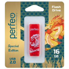 USB Flash накопитель 16Gb Perfeo C04 Red Lion (PF-C04RL016)