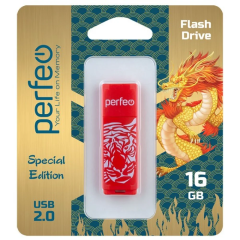 USB Flash накопитель 16Gb Perfeo C04 Red Tiger (PF-C04RT016)