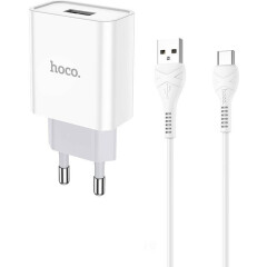 Сетевое зарядное устройство HOCO C81A Asombroso White + Type-C Cable