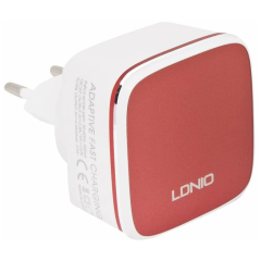 Сетевое зарядное устройство LDNIO A2405Q White/Red кабель microUSB