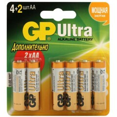 Батарейка GP 15AU Alkaline Ultra (AA, 6 шт)