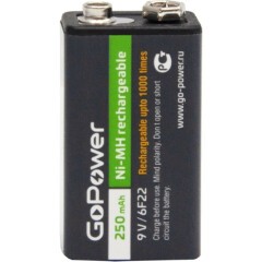 Аккумулятор GoPower (9V, 250mAh, 1 шт)